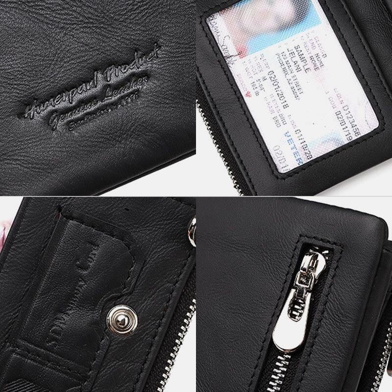 Męski Skórzany Portfel Rfid Anti-Theft Zipper Z Wieloma Gniazdami Na Karty