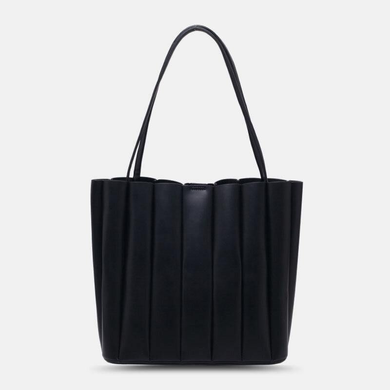 2 Szt. Kobiety Pu Leather Stripe Small Square Bag Duża Pojemność Ruched Bag Torebka Torba Na Ramię