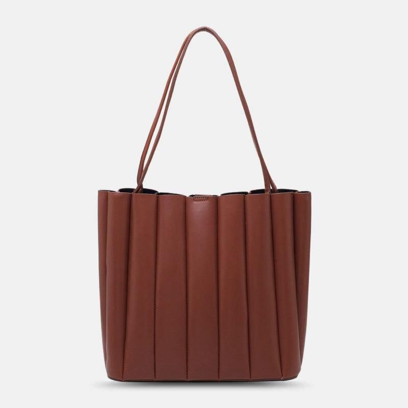 2 Szt. Kobiety Pu Leather Stripe Small Square Bag Duża Pojemność Ruched Bag Torebka Torba Na Ramię