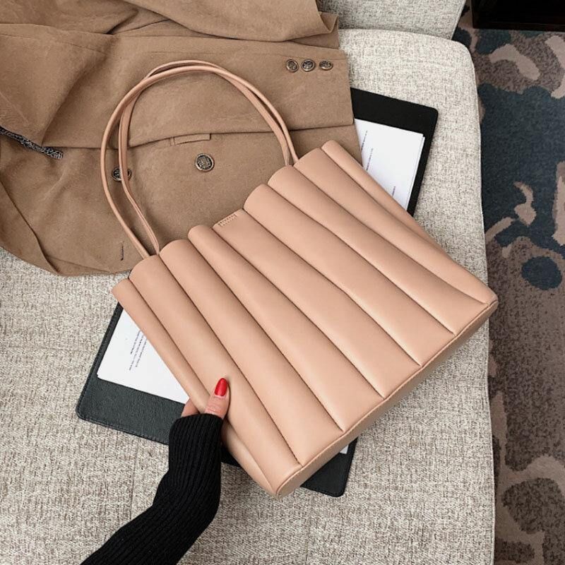 2 Szt. Kobiety Pu Leather Stripe Small Square Bag Duża Pojemność Ruched Bag Torebka Torba Na Ramię