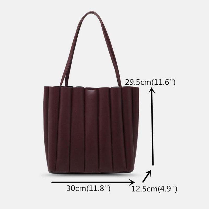 2 Szt. Kobiety Pu Leather Stripe Small Square Bag Duża Pojemność Ruched Bag Torebka Torba Na Ramię