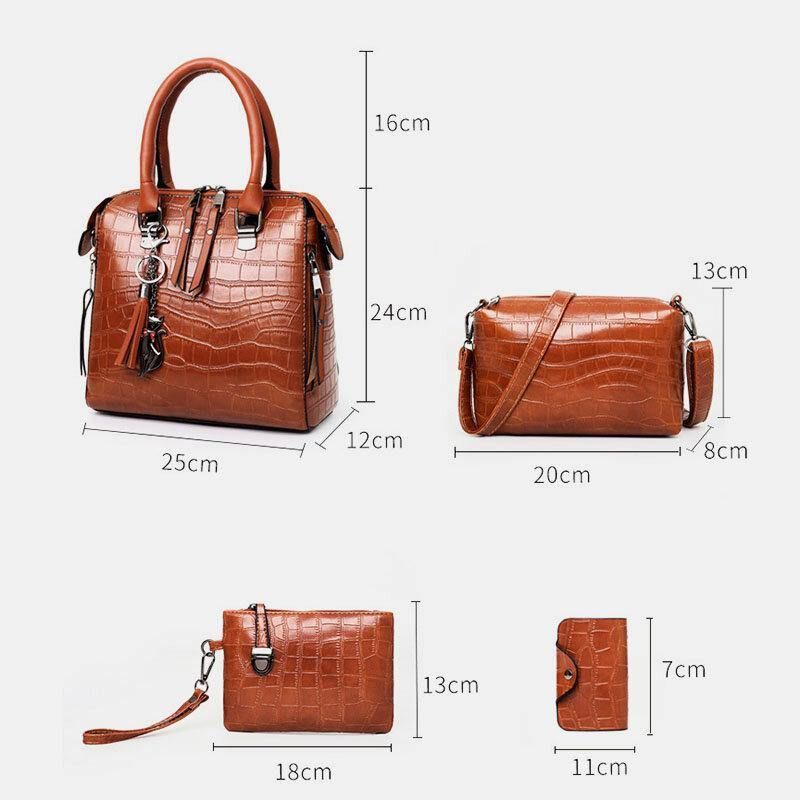 4 Szt. Vintage Croc Wytłoczony Portfel O Dużej Pojemności Kopertówka Torebka Torba Na Ramię Torba Crossbody