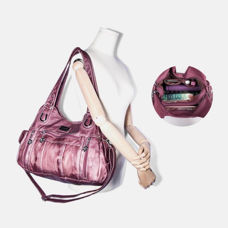 Angel Kiss Damskie Pu Leather Multi-Carry Solid Color Crossbody Bag Torba Na Ramię Torebka Na Ramię