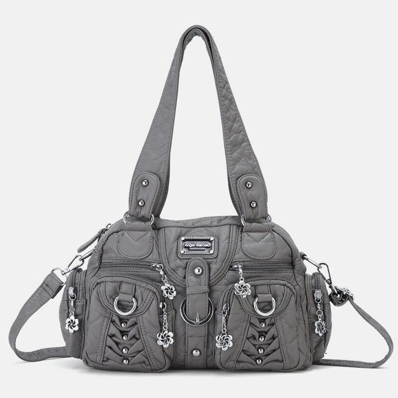 Angel Kiss Damskie Pu Leather Multi-Carry Solid Color Moda Codzienne Torba Na Ramię Crossbody Bag Torebka