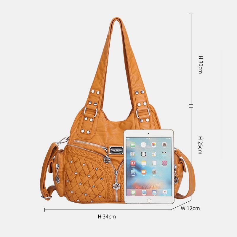 Damska Wielo-Kieszeniowa Wodoodporna Tkana Torba Crossbody Torba Na Ramię Torebka Tote