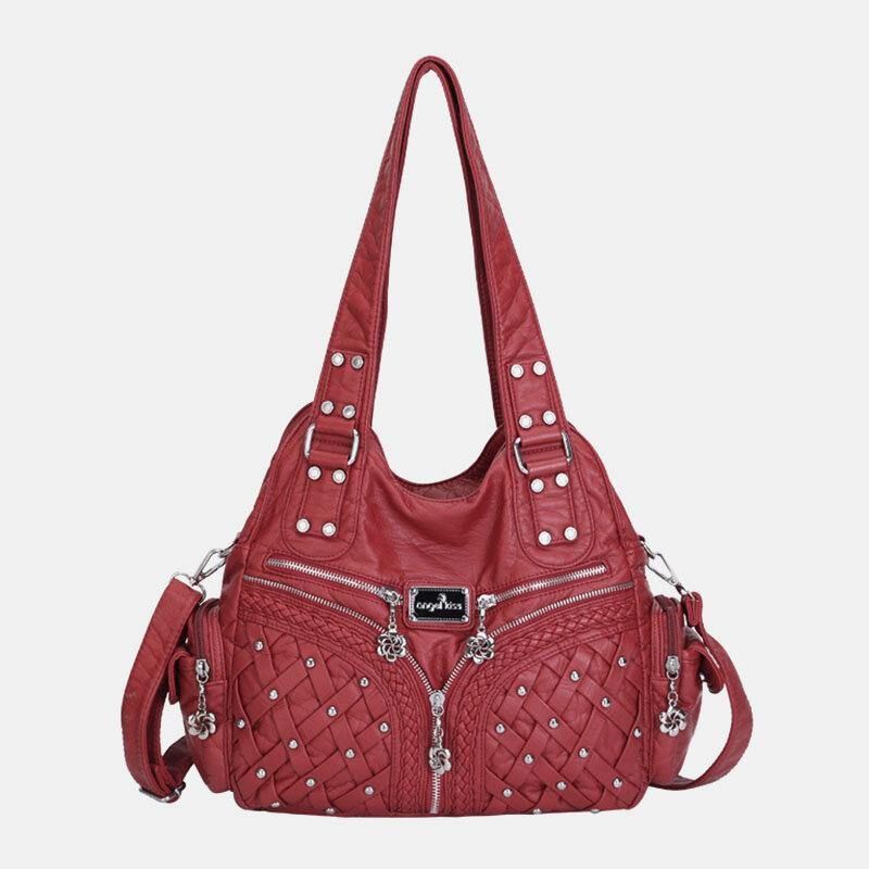 Damska Wielo-Kieszeniowa Wodoodporna Tkana Torba Crossbody Torba Na Ramię Torebka Tote