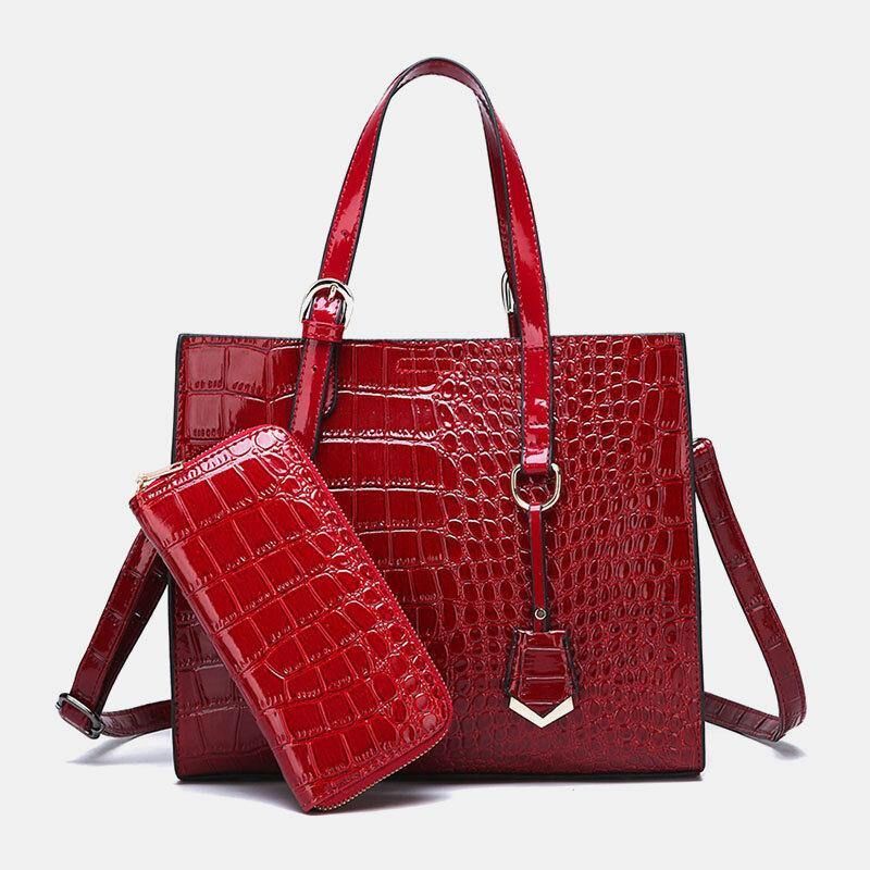 Kobiety 2 Szt. Alligator Pu Multi-Pocket Torebka O Dużej Pojemności Crossbody Bag Tote