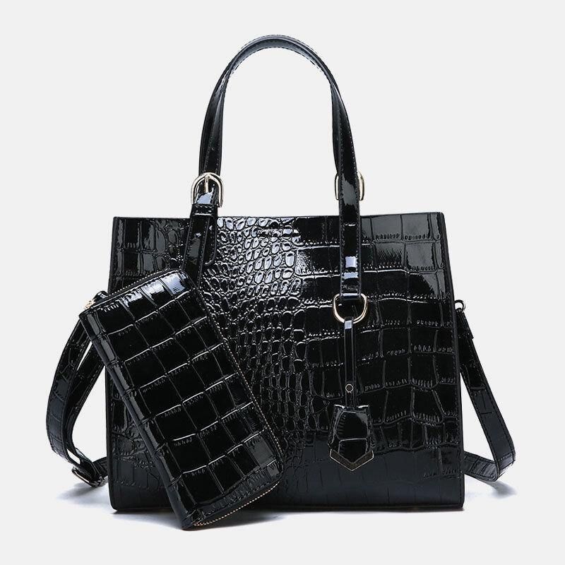 Kobiety 2 Szt. Alligator Pu Multi-Pocket Torebka O Dużej Pojemności Crossbody Bag Tote