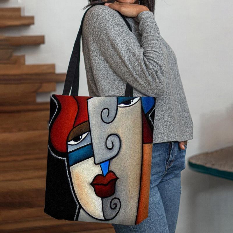 Kobiety Czuły Styl Picasso Multicolor Cartoon Rysunek Torebka Z Nadrukiem Torba Na Ramię Tote