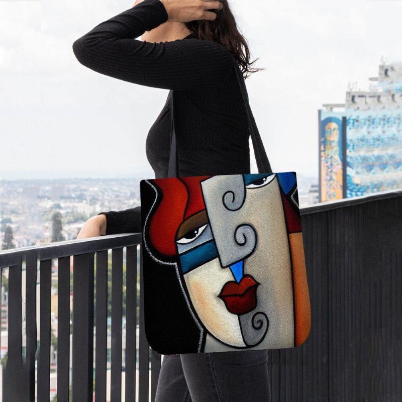 Kobiety Czuły Styl Picasso Multicolor Cartoon Rysunek Torebka Z Nadrukiem Torba Na Ramię Tote