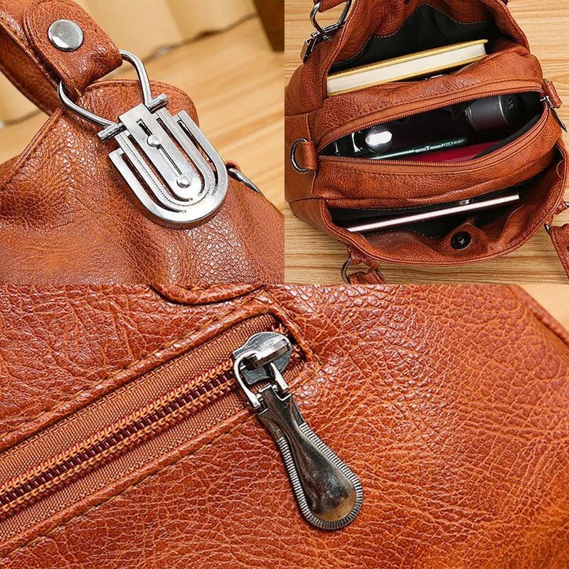 Kobiety Faux Leather Retro Business Zakupy Wszystkie Mecze Duża Pojemność Multi-Carry Torebka Torba Na Ramię Crossbody