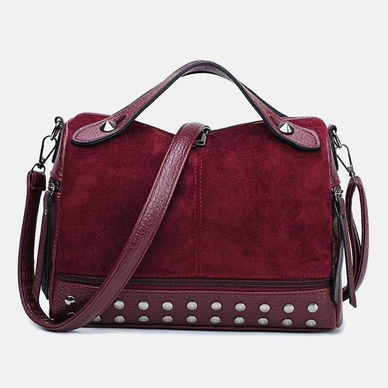 Kobiety Nit Vintage Pu Skórzana Wielofunkcyjna Torba Crossbody Torba Na Ramię Torebka