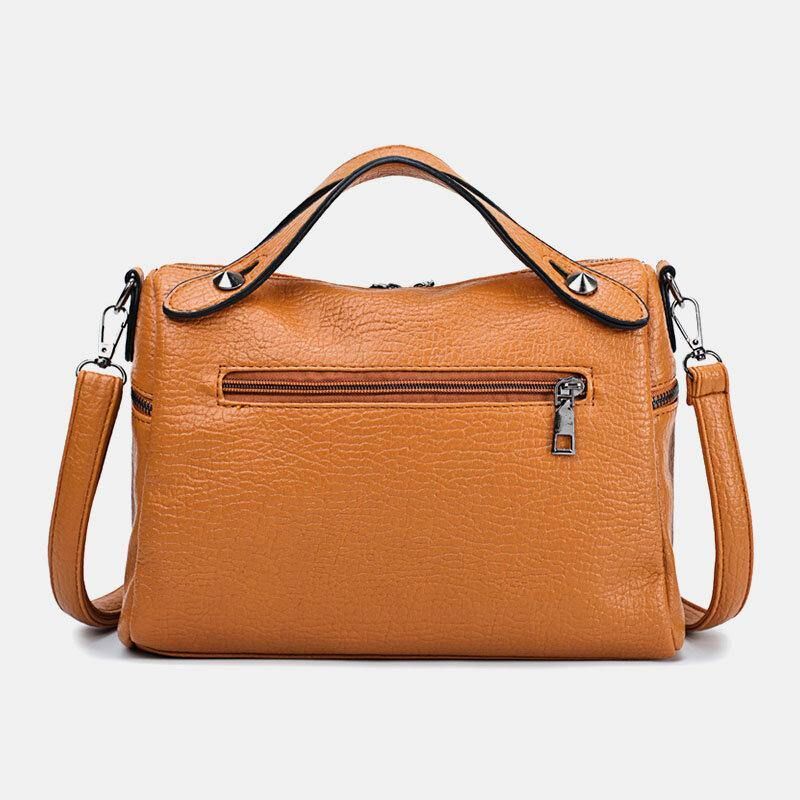 Kobiety Nit Vintage Pu Skórzana Wielofunkcyjna Torba Crossbody Torba Na Ramię Torebka