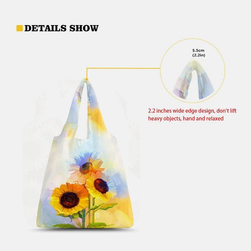 Kobiety Nylon Tie Dye Wzór Słonecznika Drukuj Letnia Torba Torba Na Ramię Torebka Tote