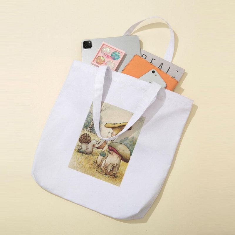 Kobiety Poliester Cartoon Mushroom Pattern Print Torebka Torba Na Ramię Tote