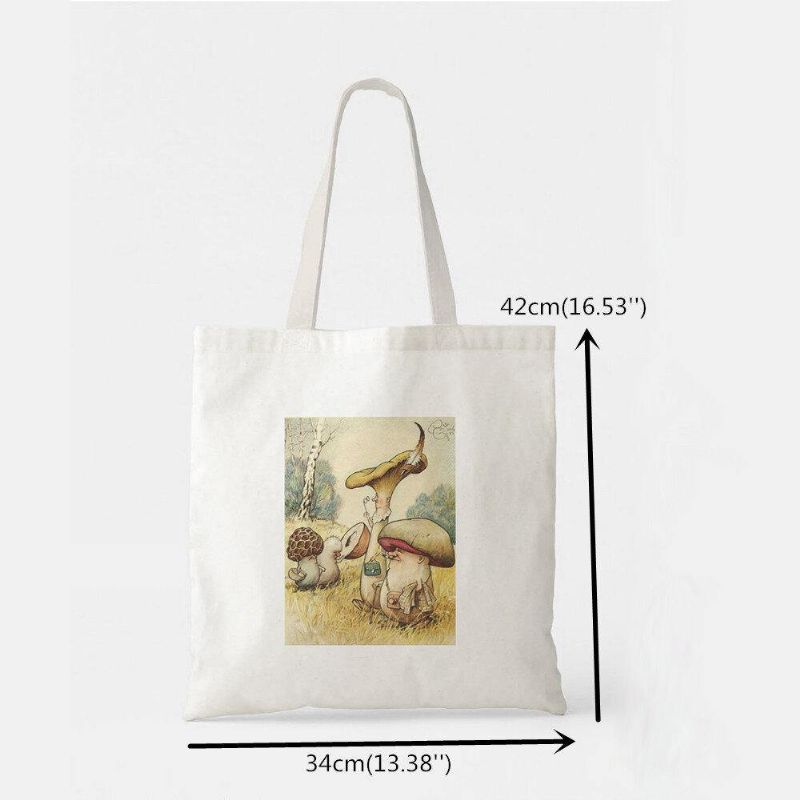 Kobiety Poliester Cartoon Mushroom Pattern Print Torebka Torba Na Ramię Tote