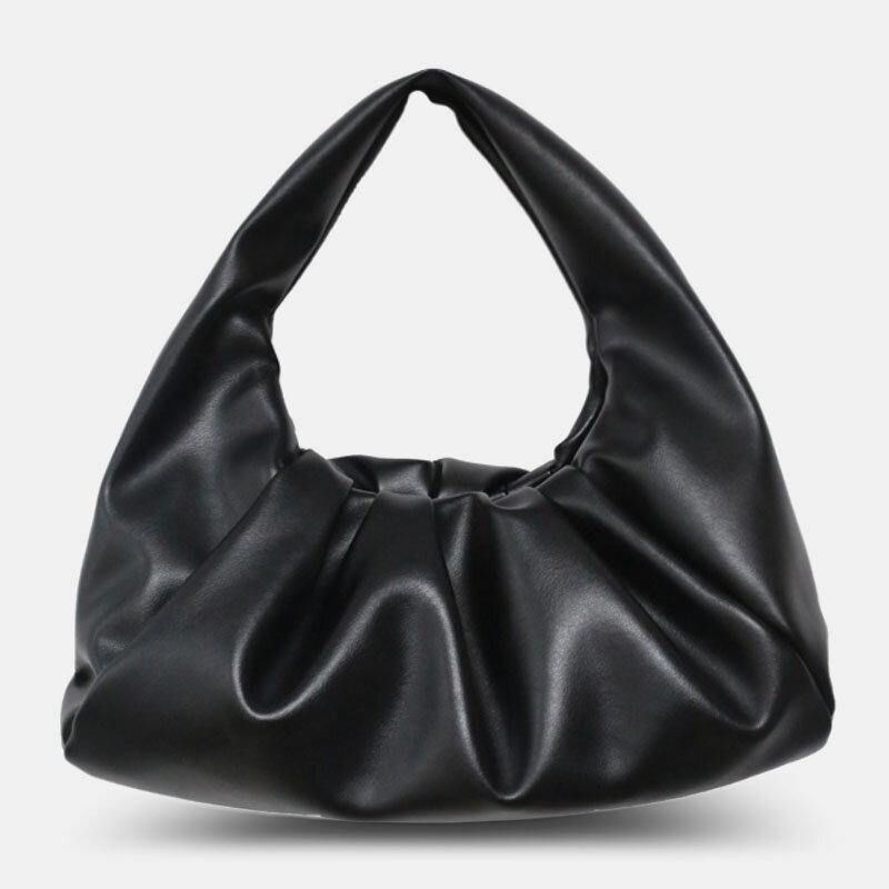 Kobiety Pu Leather Cloud Shape Otwarta Torba O Dużej Pojemności Marszczona Torba Na Ramię Torebka