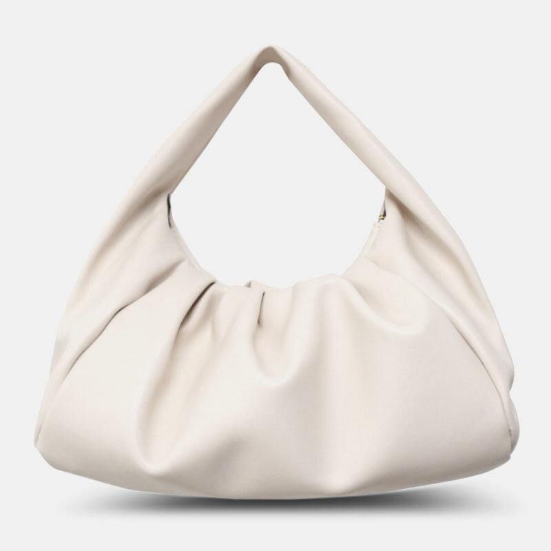 Kobiety Pu Leather Cloud Shape Otwarta Torba O Dużej Pojemności Marszczona Torba Na Ramię Torebka