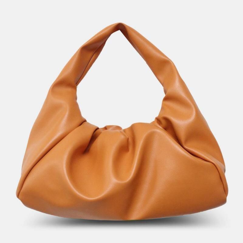 Kobiety Pu Leather Cloud Shape Otwarta Torba O Dużej Pojemności Marszczona Torba Na Ramię Torebka