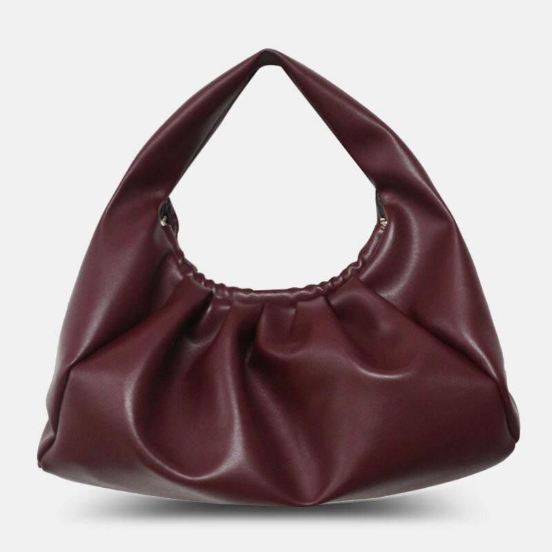 Kobiety Pu Leather Cloud Shape Otwarta Torba O Dużej Pojemności Marszczona Torba Na Ramię Torebka