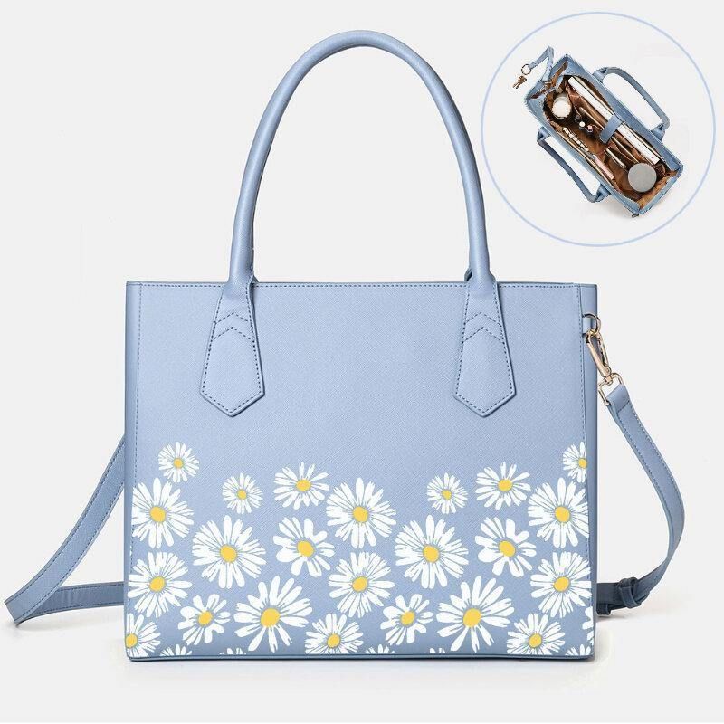 Kobiety Pu Leather Daisy Wielofunkcyjna Wielofunkcyjna Kieszeń Na Laptopa 13.3 Cala Torebka Na Laptopa Torebka Na Ramię