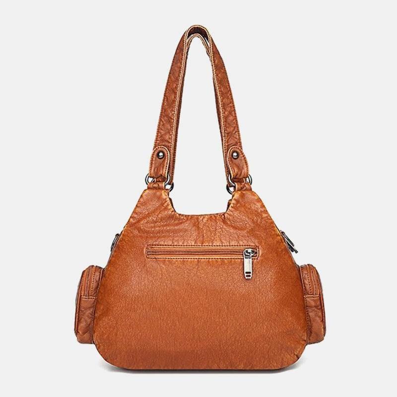 Kobiety Pu Leather Duża Pojemność Multi-Pocket Nit Dekoracja Retro Soft Torebki Torebki Crossbody