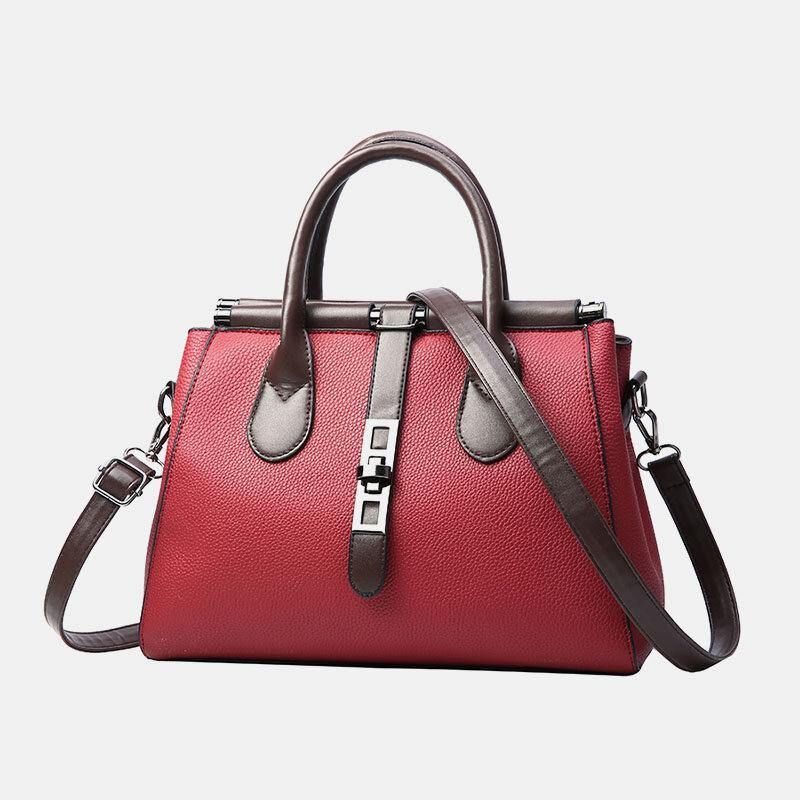 Kobiety Pu Leather Moda Codzienne Średnia Pojemność Jednolity Kolor Multi-Carry Torebka Torba Na Ramię Crossbody Bag