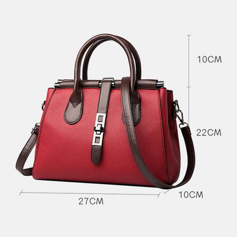 Kobiety Pu Leather Moda Codzienne Średnia Pojemność Jednolity Kolor Multi-Carry Torebka Torba Na Ramię Crossbody Bag