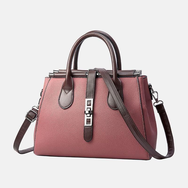 Kobiety Pu Leather Moda Codzienne Średnia Pojemność Jednolity Kolor Multi-Carry Torebka Torba Na Ramię Crossbody Bag