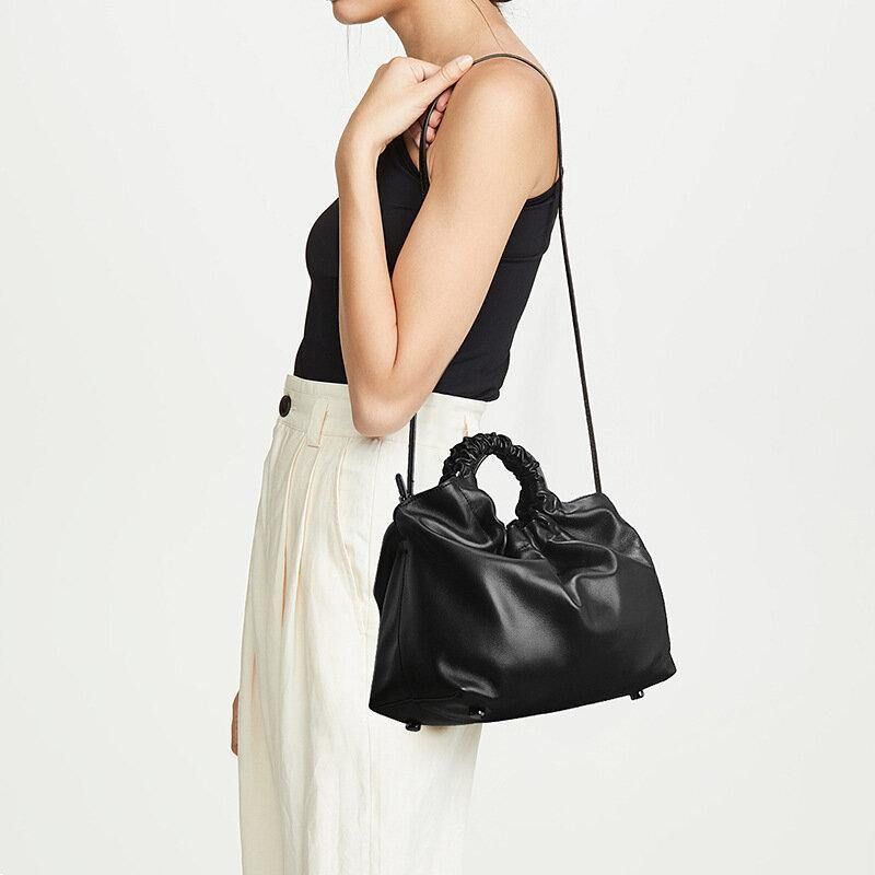 Kobiety Pu Leather Solid Color Shell-Shaped Torba Torebka Tornister Torba Na Ramię Torba Crossbody