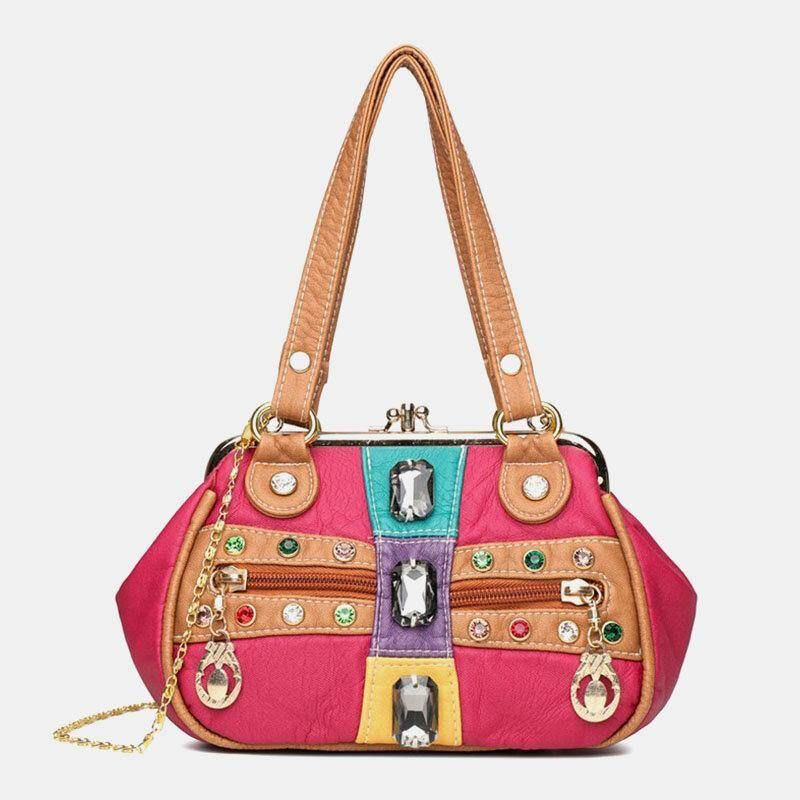 Kobiety Pu Skórzana Wodoodporna Czaszka Nit Łańcuchy Torba Na Ramię Torebka Torba Crossbody