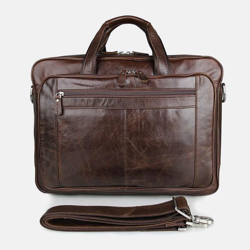 Mężczyźni Faux Leather Multi-Pocket Wielofunkcyjne Odporne Na Zachlapanie 15.6-Calowe Torby Na Laptopa Teczki Torba Crossbody Torebka