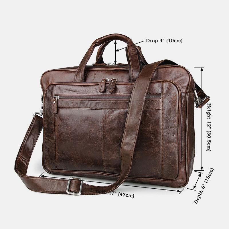 Mężczyźni Faux Leather Multi-Pocket Wielofunkcyjne Odporne Na Zachlapanie 15.6-Calowe Torby Na Laptopa Teczki Torba Crossbody Torebka