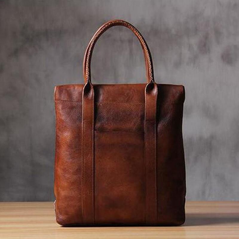 Mężczyźni Pu Leather Solid Color Retro Business Style 13.3 Cala Moda Torba Na Laptopa Teczki Torebka