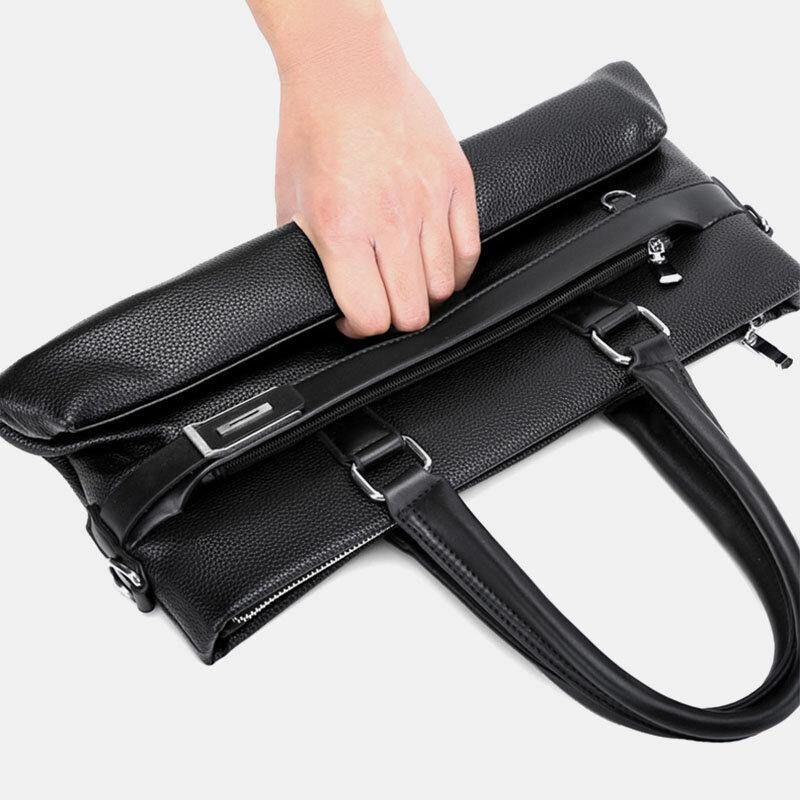 Męska Torba Ze Sztucznej Skóry Business 15.6-Calowa Torba Na Laptopa Teczki Torebka Torba Crossbody