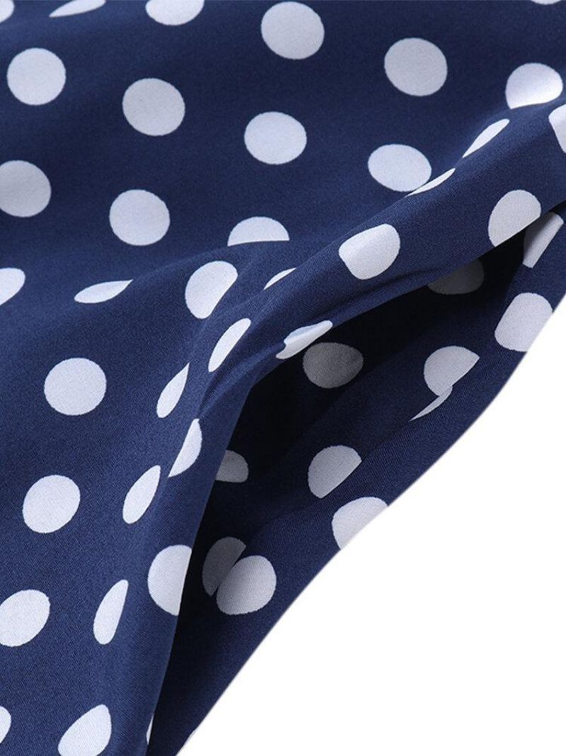 Kobiety Polka Dot Print Loose Big Swing Boczne Kieszenie Codzienne Długa Spódnica