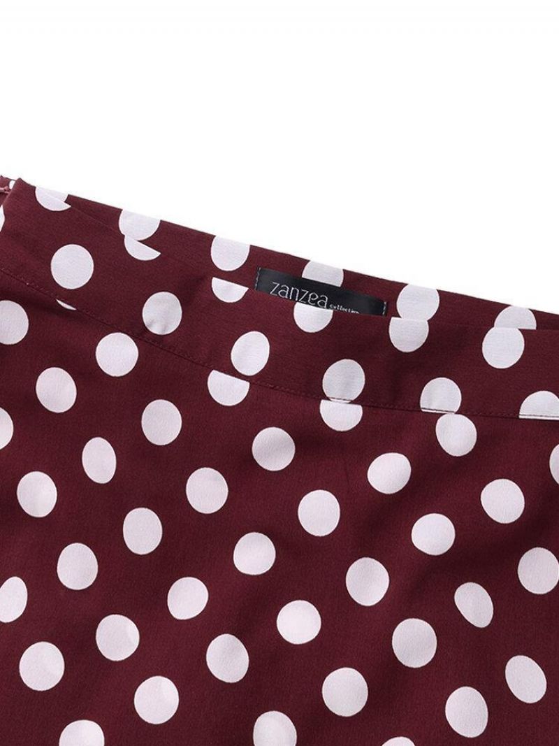 Polka Dot Print Wysoka Talia Suwak Z Boku Eleganckie Luźne Spódnice Maxi