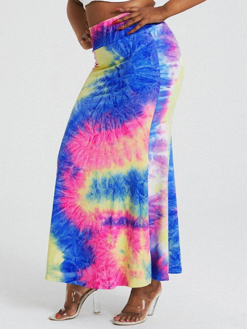 Tie Dye Print Wysoka Talia Pośladki Bodycon Długa Spódnica