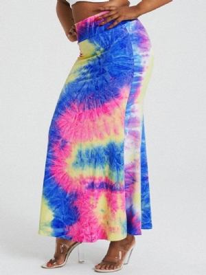 Tie Dye Print Wysoka Talia Pośladki Bodycon Długa Spódnica