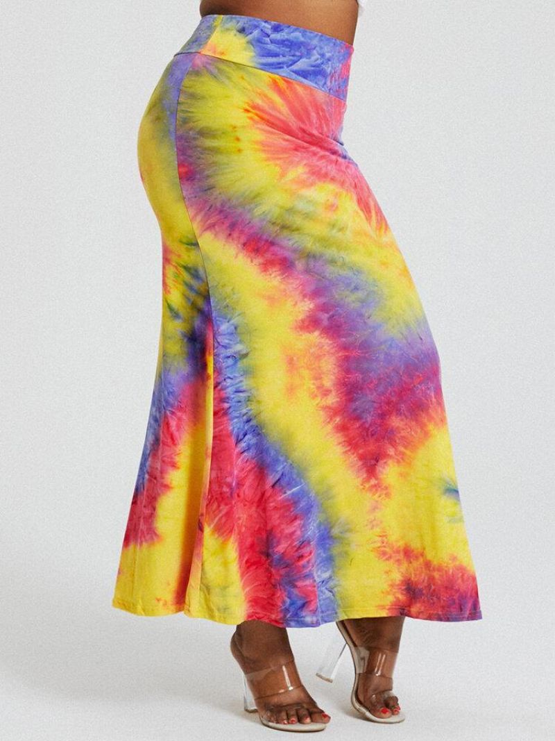 Tie Dye Print Wysoka Talia Pośladki Bodycon Długa Spódnica