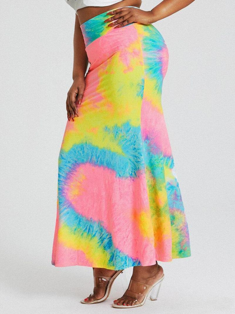 Tie Dye Print Wysoka Talia Pośladki Bodycon Długa Spódnica