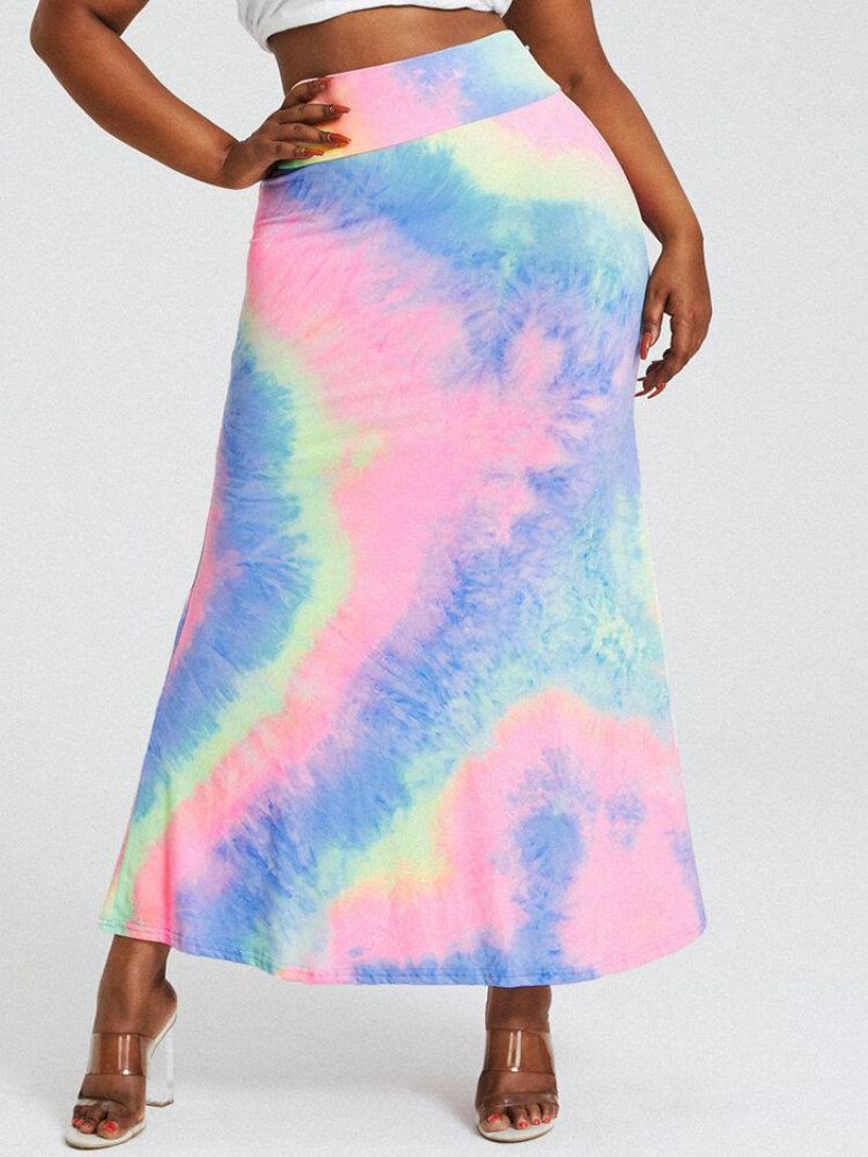 Tie Dye Print Wysoka Talia Pośladki Bodycon Długa Spódnica