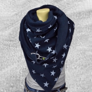 Damskie Cotton Plus Thick Keep Warm Winter Outdoor Codzienne Stars Pattern Wielofunkcyjny Szalik