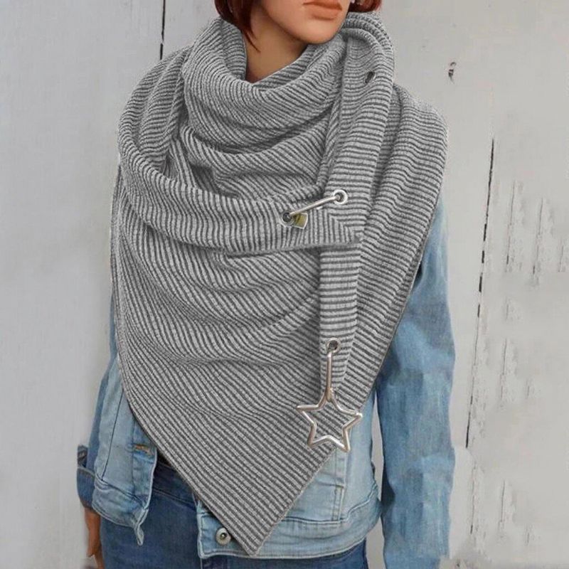 Damskie Cotton Plus Thick Keep Warm Winter Outdoor Codzienne Stripe Pattern Dekoracja W Gwiazdki Wielofunkcyjny Szalik Szal