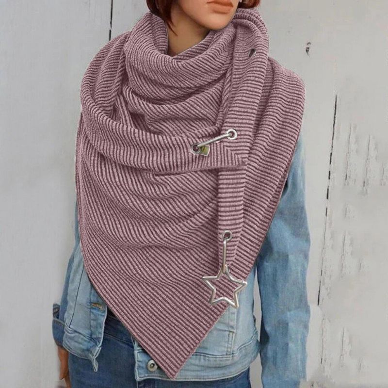 Damskie Cotton Plus Thick Keep Warm Winter Outdoor Codzienne Stripe Pattern Dekoracja W Gwiazdki Wielofunkcyjny Szalik Szal