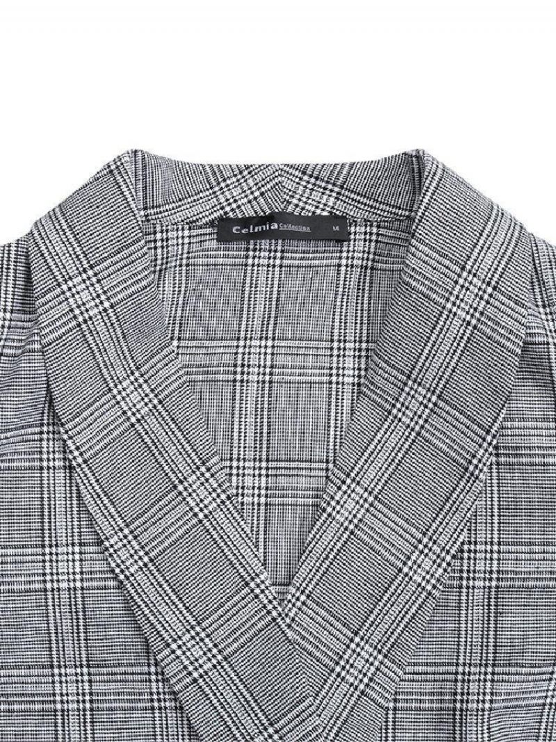 Kobiety Plaid Double Breasted Lapel Codzienne Cienkie Blazers Z Długim Rękawem