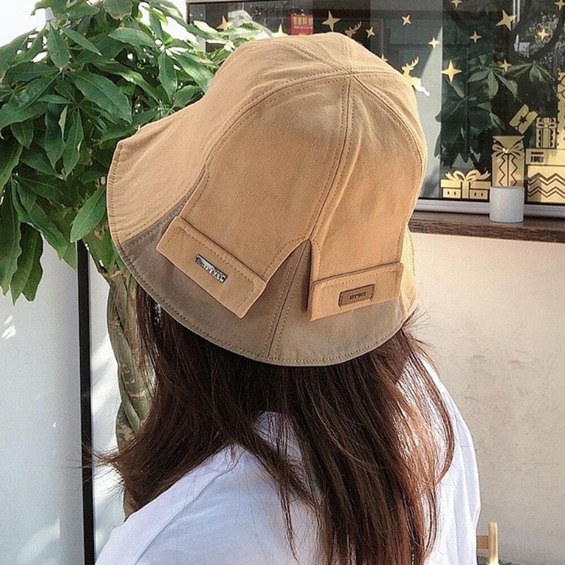 Damska Bawełniana Dwustronna Czapka Z Krótkim Rondem Codzienne Sunshade Wild Bucket Hat