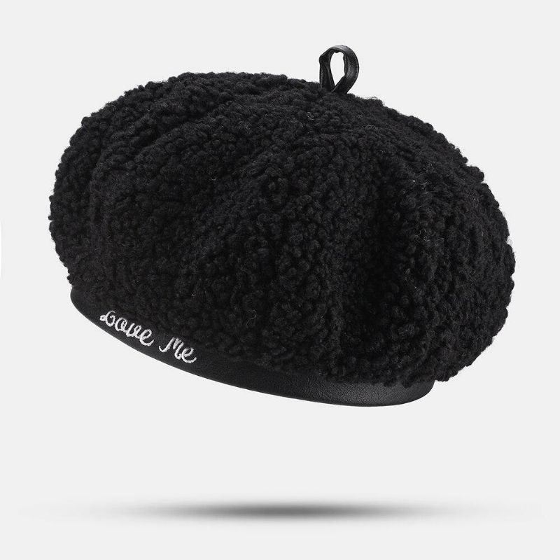 Kobiety Lamb Hair Plus Velvet Warm Young All-Mater Painter Hat Newsboy Hat Ośmiokątny Kapelusz Beret Hat