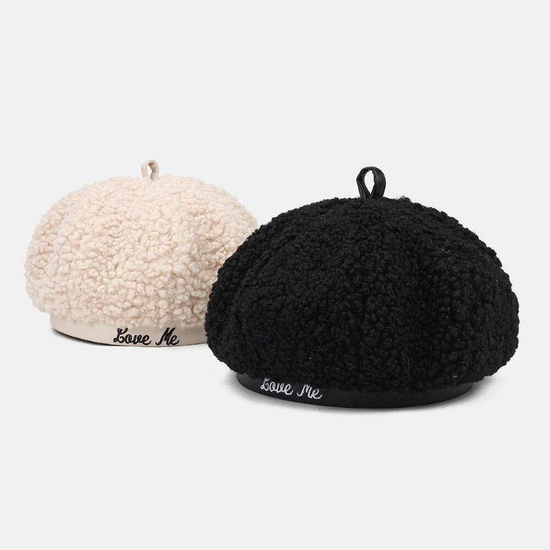 Kobiety Lamb Hair Plus Velvet Warm Young All-Mater Painter Hat Newsboy Hat Ośmiokątny Kapelusz Beret Hat