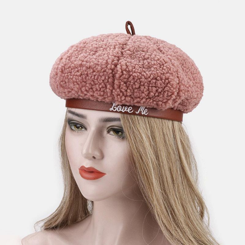 Kobiety Lamb Hair Plus Velvet Warm Young All-Mater Painter Hat Newsboy Hat Ośmiokątny Kapelusz Beret Hat